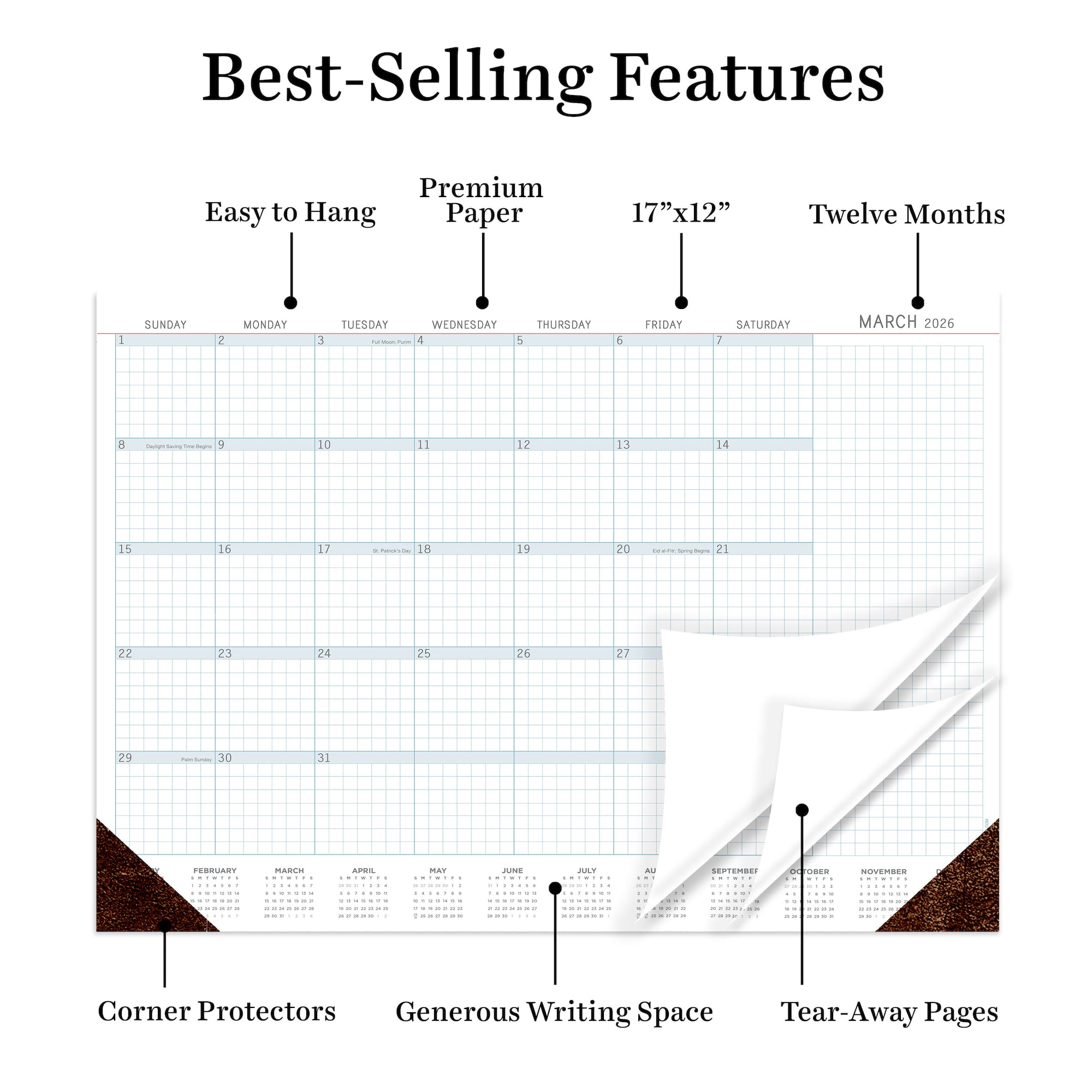 2026 Professional Medium Desk Pad Monthly Blotter Calendar